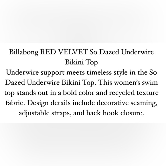 NWT Billabong So Dazed underwire bikini top - XS - Picture 3 of 4